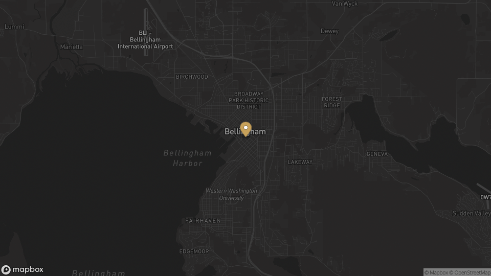 Static map overview of Bellingham, Washington.