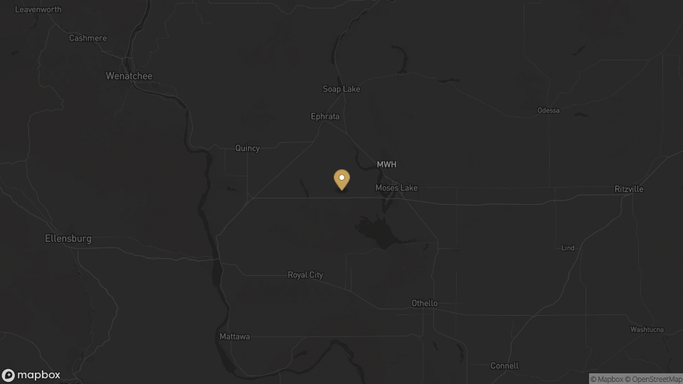 Static map overview of Grant County, Washington.