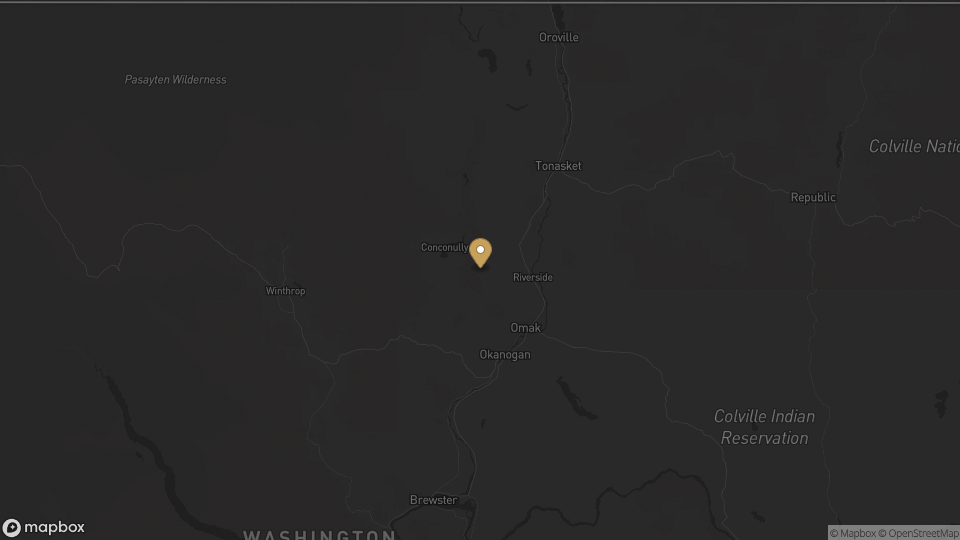Static map overview of Okanogan County, Washington.