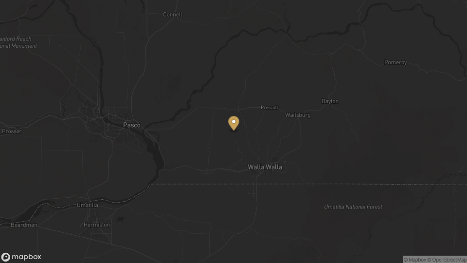 Static map overview of Walla Walla County, Washington.