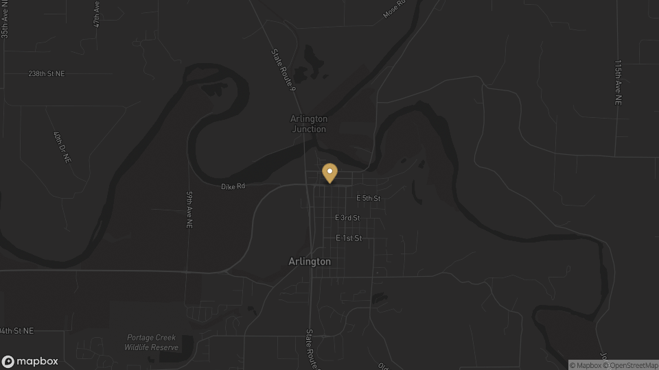 Static neighborhood map for East Arlington / Rural Edge in Arlington, Washington.