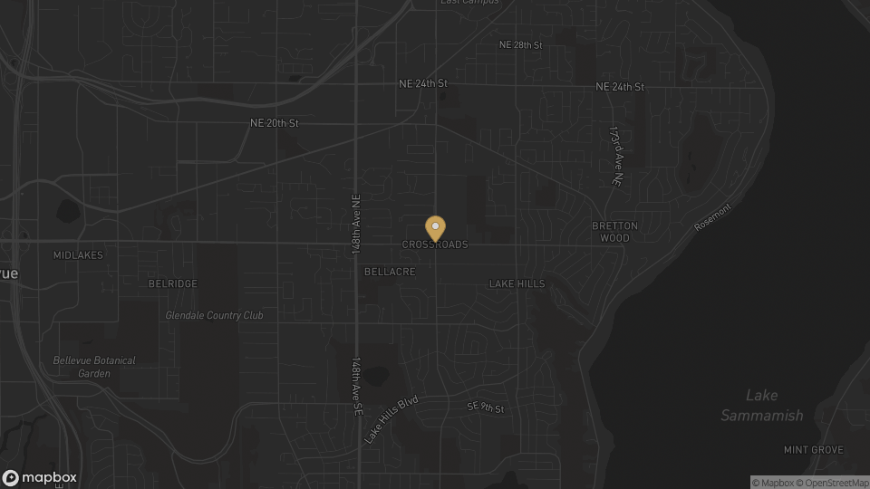 Static neighborhood map for Crossroads in Bellevue, Washington.
