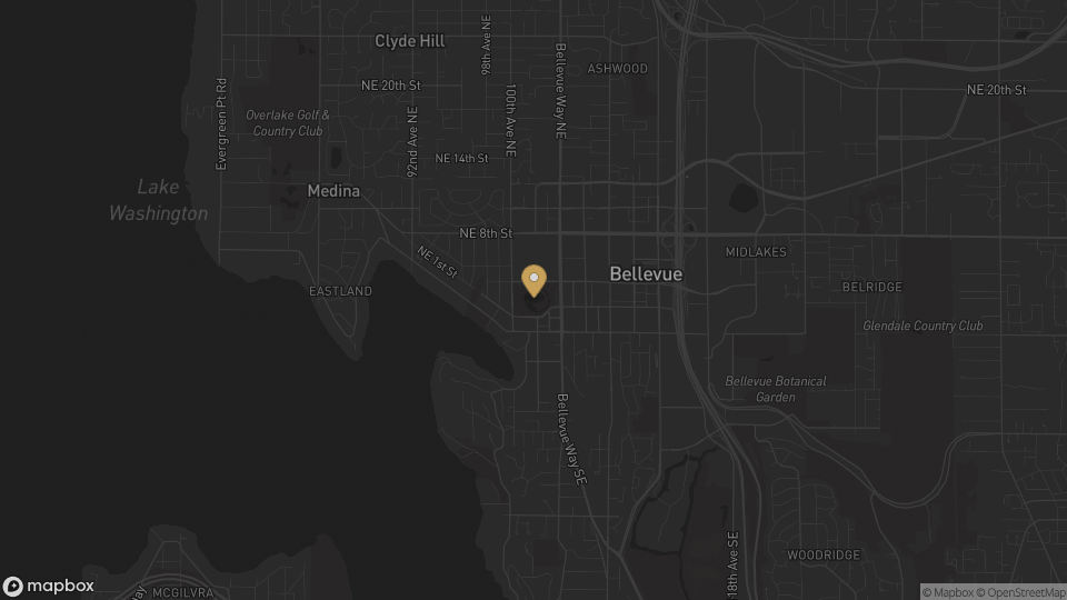 Static neighborhood map for Downtown Bellevue in Bellevue, Washington.