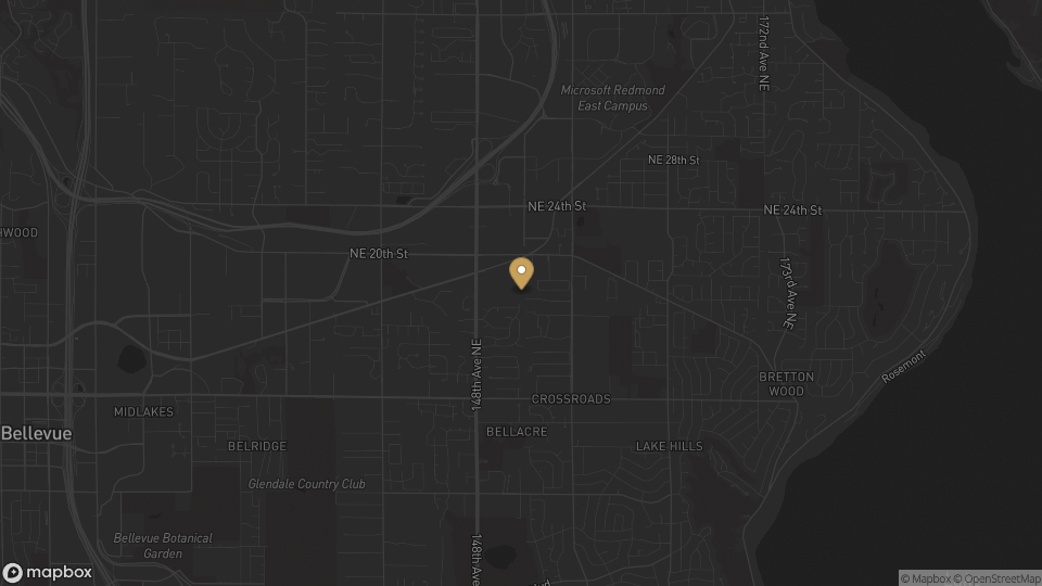 Static neighborhood map for West Bellevue in Bellevue, Washington.