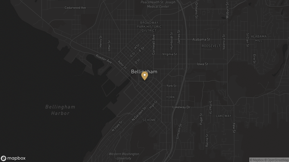 Static neighborhood map for Downtown Bellingham in Bellingham, Washington.