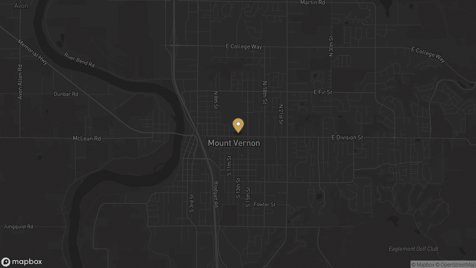 Static neighborhood map for Hilltop in Mount Vernon, Washington.