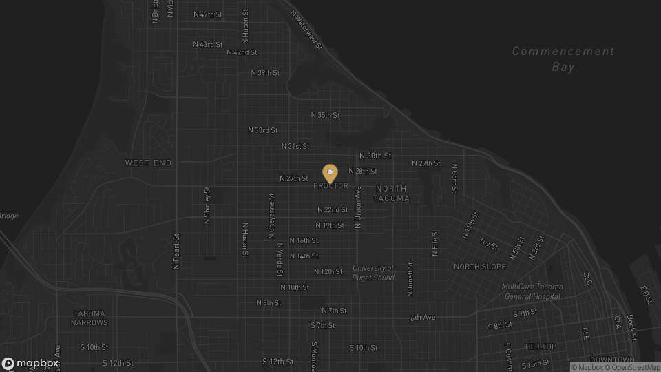 Static neighborhood map for Proctor in Tacoma, Washington.