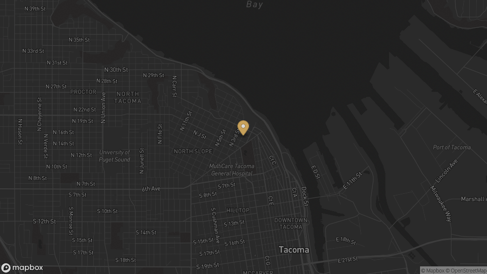 Static neighborhood map for Stadium District in Tacoma, Washington.